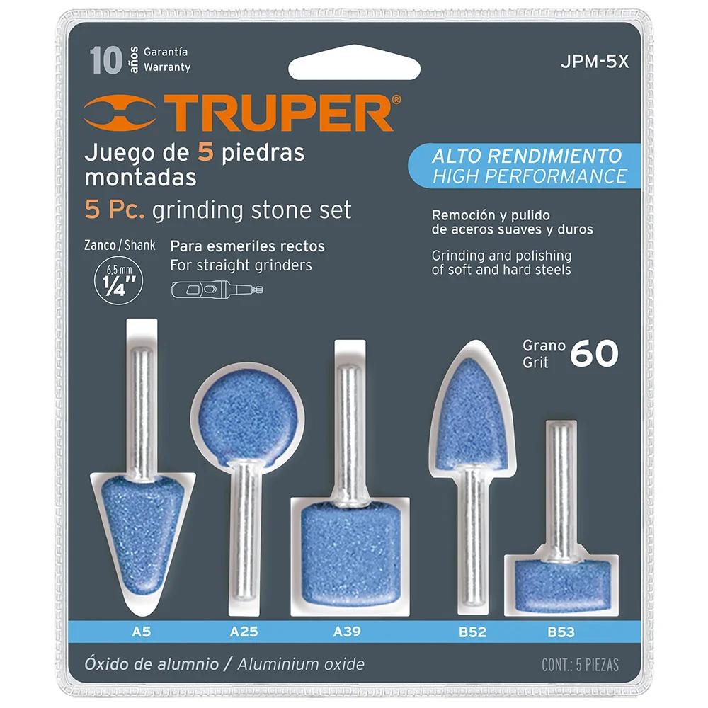 TRUPER Juego de piedras montadas azul 5 PZS.