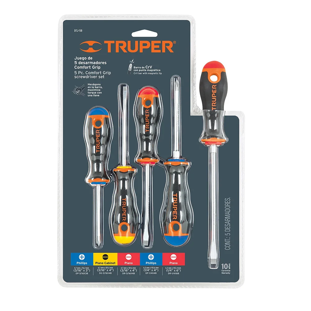 TRUPER Juego destornillador mango grip 5 pzs.