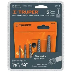 TRUPER Extractor de tornillos 5 piezas.