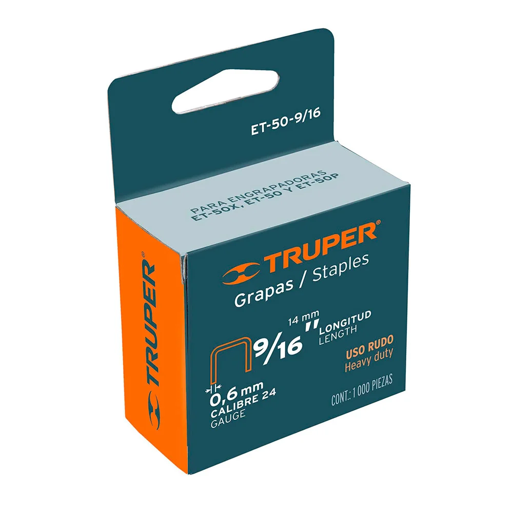 TRUPER Grampa 1/4"-1/2"-3/8"-5/16"-9/16"caja X 1.000 Un. ET-50
