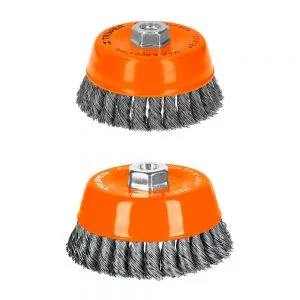 Cepillo de acero trenzado copa 5" C/EJE 1/4