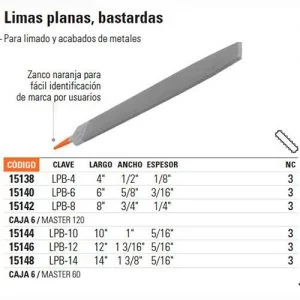 TRUPER Lima plana bastarda 6"- 8"-10"-12"