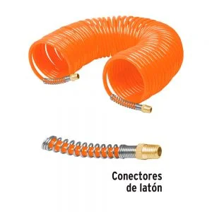 Manguera para compresor, tipo resorte 1/4" x 15.2 m