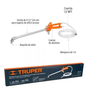 Pistola para limpieza de máquinas, cuerda 1/4 NPT