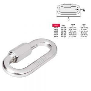 Eslabon rapido 1/8"-100kg a 1/2"-1200kg