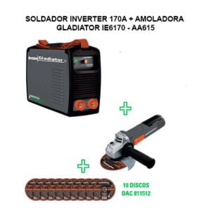 SOLDADOR INVERTER 170A + AMOLADORA GLADIATOR IE6170 - AA615