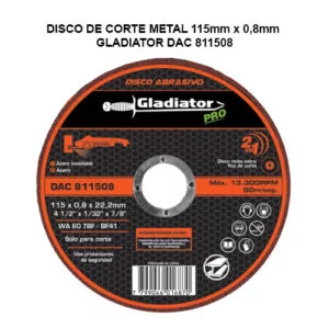 DISCO DE CORTE METAL - GLADIATOR DAC 811508