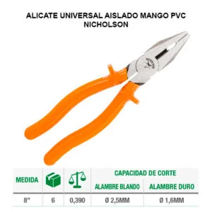 ALICATE UNIVERSAL AISLADO MANGO PVC - NICHOLSON
