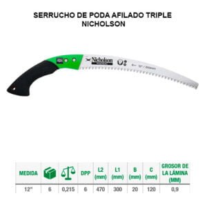 Serrucho de poda afilado triple