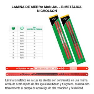 Lámina de sierra manual bimetálica