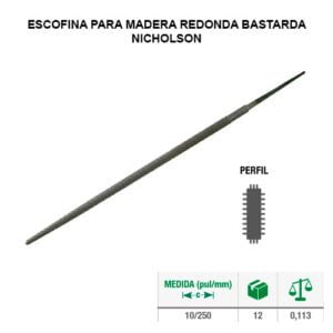 Escofina p/madera redonda bastarda