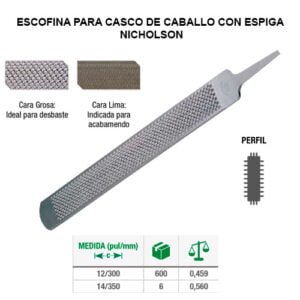 Escofina p/casco de caballo con espiga