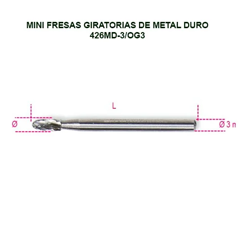 Mini fresas giratorias de metal duro 426MD-3/OG3