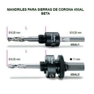 Mandriles para sierras de corona con broca de centrar 450AL
